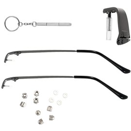 QYAJS Eyeglass Repair Kits 1 Pair Gun Color Metal Glasses Replacement Glasses Replacement Temple Black Eyeglasses Arms Legs and 3-in-1 Screwdriver