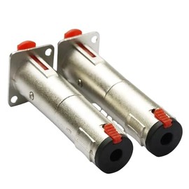 2 Pack 1/4 TRS to TRS Female Audio Feed Thru Connector Adapter for D Panel Mounting Black Silver (Silver（2pcs)