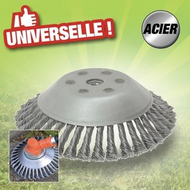 Outiror - Steel Wire Brush Cutter Head - Tapered Brush for Brushcutter - For Cleaning Driveways, Patios And Paths - 200mm (25.4mm Fixture) - 980g