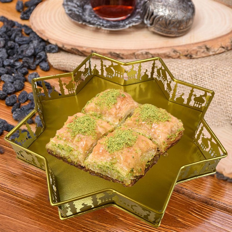Ramadan Food Serving Tray Iron Food Plate Dessert Pastry Candy