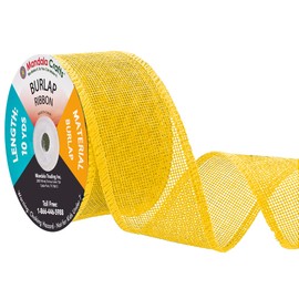 Mandala Crafts 20 Yards Country Western Rustic Accents Decorative Trimmings Wrapping Jute Burlap Ribbon Spool (Yellow, 2 Inches)