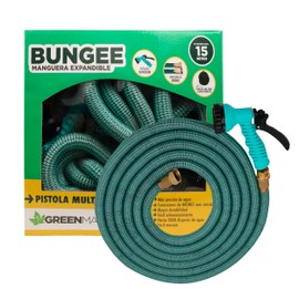 Green Market Manguera expandible de 5 mts a 15 mts. Manguera de Jardín Bungee expandible con pistola de aspersor. Manguera para riego de Jardín, baño 