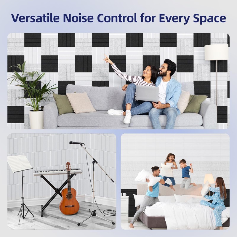 Vieshful Self Adhesive Acoustic Panels – 12"x12"x0.4" High-Density Soundproof Wall