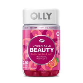 OLLY Undeniable Beauty Gummy, for Healthy Hair, Skin & Nails,* Biotin, Vitamins C & E, Keratin, Chewable Supplement, Grapefruit Flavored, 60 Day Supply - 120 Count