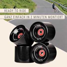JUCKER HAWAII Longboard Wheels Allround Cruiser Wheels Kaku with Ball Bearings and Spacer