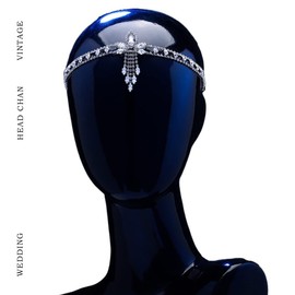 Fdesigner Cadena de cabeza de cristal de plata con diamantes de imitación para el pelo, joyería para fiestas, festivales, bailes, accesorios para el cabello para mujeres