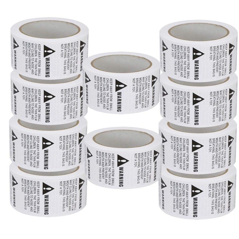 10 Rolls/5000 Labels,Suffocation Warning,Keep Away from Small Children,2" X 2"
