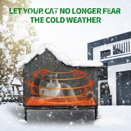 Heated Cat House,Removable Weatherproof Cat Houses for Outdoor Cats with Heating Pad (Camo, Medium)