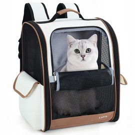 Lekereise Cat Backpack Carrier, Pet Carrier Backpack Airline Approved for Small Dogs Medium Cats Fit Up to 18 Lbs, Dogs Foldable Backpack Carrier for Travel, Hiking, Beige