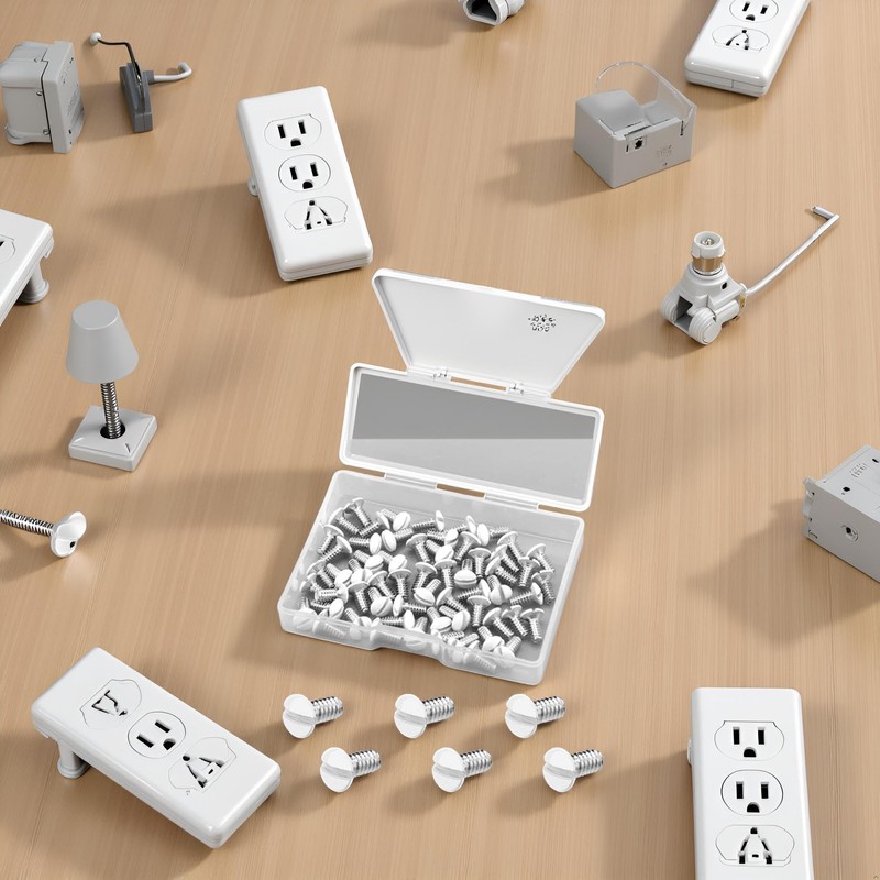 60Pcs Sliver 3/8 Inch Long 6-32 Thread White Wall Plate