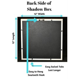 Tasse Verre 12x12 White Display Shadow Box Frame with 8 Push Pins and a Linen Background - Ready to Hang Shadowbox Picture - Easy to Use - Box Display, Baby, Sports Uniforms, Military Medals, Pins