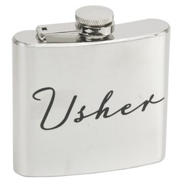 Amore Stainless Steel Silver 5oz Hip Flask Gift. Usher Design.