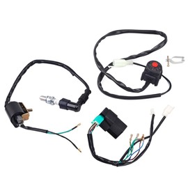 REBEKAMODS Complete Wiring Harness Loom Set, Come with CDI Ignition Coil Spark Plug Kill Switch for Kick Start Dirt Pit Bike ATV 50cc 70cc 110cc 125cc 140cc 160cc