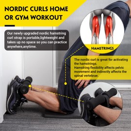 Nordic Hamstring Curl Strap - Holds 420 Pounds, Great for Hamstring Curls, Sit-ups, Spanish Squats & Ab Workout - 5 Second Setup - Home Fitness Equipment