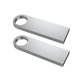 ABLAZE 2GB Flash Drive 2 Pack, Metal USB 2.0 Thumb Drives with Keychains USB Stick Pendrive (Sliver)