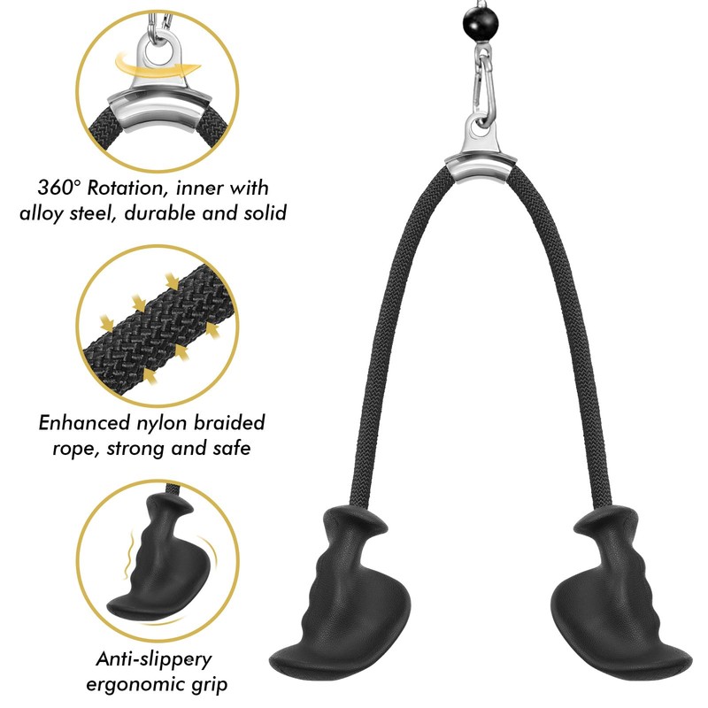 KIKIGOAL Ergonomic Triceps Pull Down Rope with Non-Slip Handles,Forearm Trainer
