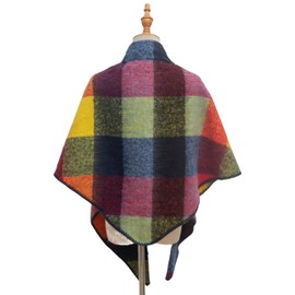 Wander Agio Women Fashion Shawl Warm Long Winter Wrap Scarves Cashmere Soft Feel Plaid Triangle Scarf Yellow Red Black 3