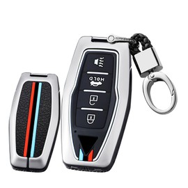 SANRILY Key Cover for Mitsubishi Key 2023, Silver-keyring B, 4 Button