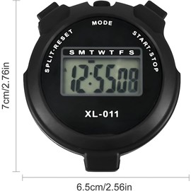 Digital Sports Stopwatch Timer Stopwatch Large Display Interval Training Timer Outdoor Split Stop Watch Lap Timer Digital Calendar Alarm Clock Referee Watch for Training Swimming Running (black)