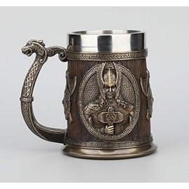 Veronese Design 5 7/8 Inch Viking Norse Gods Thor Odin Long Boat Beer Stein Cold Cast Resin Bronze Finish Statue Home Decor