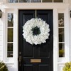 21" Artificial Hydrangea Flower Wreath for Front Door Decor (White)