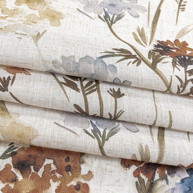 MYSKY HOME Linen Curtains for Living Room Floral Patterned Semi