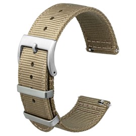 [Anbeer] Nylon Watch Band, Two-Piece Quick Release Replacement Strap with Metal Loop, 20 mm, Nylon, No Gemstone