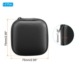 PATIKIL 2.95x2.95" Electronic Organizer Case, 2Pcs EVA Hard Waterproof Square Travel Carrying Case with Zipper for Digital Multimeter, Camera, Charger Cord, Earphone, Black