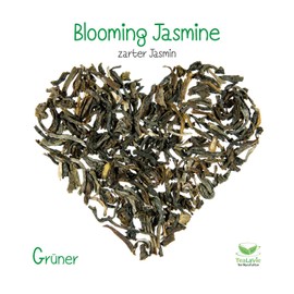 TeaLaVie - Delicate Jasmine Tea with Flowers, 4-Way Flavoured (100 g) Blooming Jasmine - Green Tea Loose Leaf Flavoured China