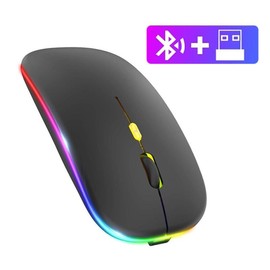 Wireless Mouse, Rechargeable LED Backlight Mouse, Portable Mobile Optical Office Mouse with 2.4G Receiver, Suitable for Notebook, PC, Computer, Gaming Mouse:_Black_1 count
