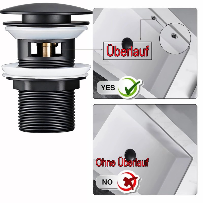 Universal Sink Drain Fitting Without Overflow Pop-Up Valve Washbasin Drain