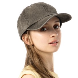Lou and Sea Large Size Deep, Washed Classic Cap, Women's, Small Face, Cap, 100% Cotton, Cool to Touch, UV Protection, UV Protection, 100% Light Blocking, Adjustable Size, Vintage Style CAP, Braun