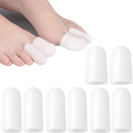 足指 足爪キャップ 8個入り 足指保護キャップ シリカゲル製 足指サック つま先プロテクター 足先のつめ保護キャップ スポーツ 巻き爪 爪損失 摩擦緩和 足用 (ホワイト A)