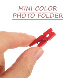 100 pcs Red Pins Mini Wooden Paper Clips Utility Versatile Clothespin Clips Picture Photo Cable Pictures Organizer Clips for Hanging Photos Painting Artwork (Red)