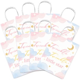 20Pcs Twinkle Twinkle Little Star Goodie Bags, Gender Reveal Gift Bags, Boy or Girl Gender Reveal Decorations, We're Over the Moon Baby Shower Decor Sign