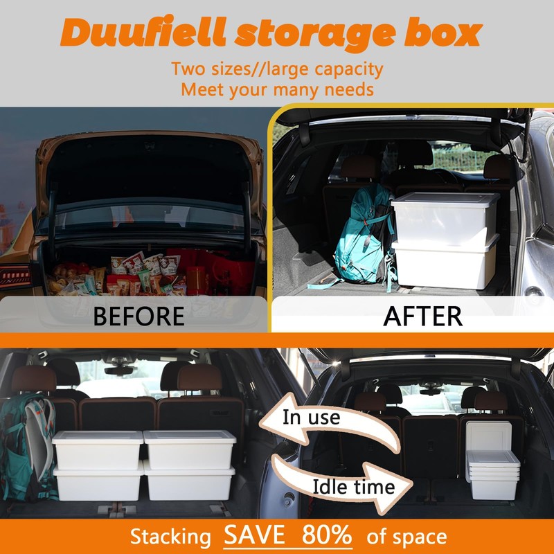 Duufiell high-end White multifunction Car Trunk Organizer with Lid, Set