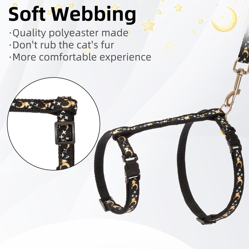 PUPTECK Adjustable Cat Harness and Leash Set Escape Proof Kitten