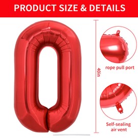 TONIFUL 40 Inch Large Light Red Letter O Balloons Helium Balloons,Foil Mylar Big Balloons for Birthday Party Anniversary Supplies Decorations