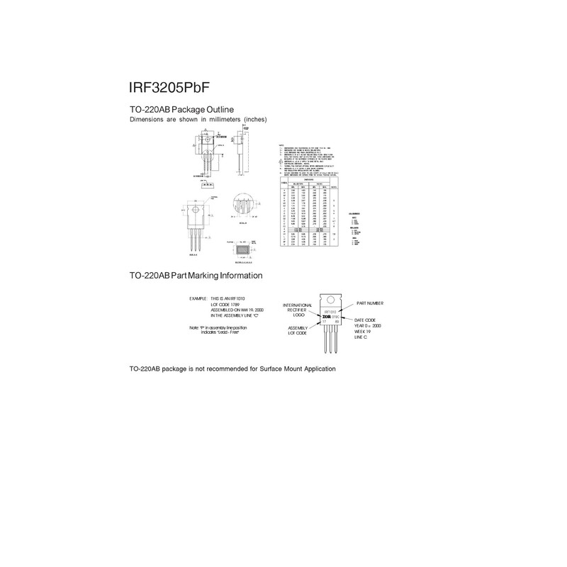Chanzon IRF3205 TO-220AB NMOS MOS N-Channel Power MOSFET Transistor, High-Efficiency