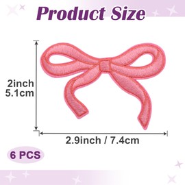 BEIQIYA 6pcs Bow Iron on Patches, Mini Bow Embroidered Applique, Cute Embroidery Bowknot Sew on Patch for Hat Clothes Shoes Jeans Shirt Jackets Backpacks- Orange
