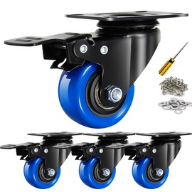 Swivel Caster Wheels 600LBS, 2 Inch Heavy Duty Casters Set of 4 with Brake, Premium Safety Dual Locking Castors for Cart, Furniture, Trolley(Hardware Included)