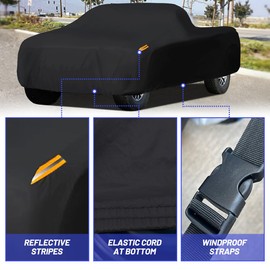 MORNYRAY MORNYRAY Waterproof Car Cover All Weather Snowproof UV Protection Windproof Outdoor Full Truck Cover, Universal Fit for (All Black, Fit Truck Length Up to 210 inch)