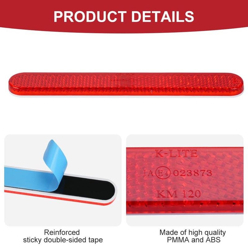 AYBUY Reflectors Motorcycle E4 Rear Red, 2 Pieces 139 x