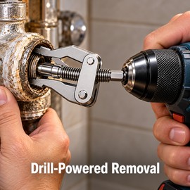 Universal Broken Pipe Extractor with Hex Shank, Drill-Powered Adjustable Plumbing Removal Tool