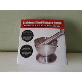 BENE Casa BC Classics Mortar and Pestle, Stainless Steel .Mortero de Acero Inoxidable.