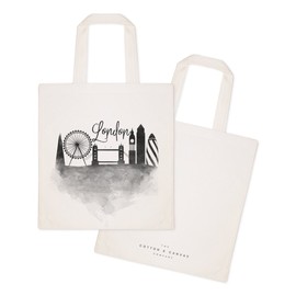 The Cotton & Canvas Co. Cityscape, Souvenir, Beach, Shopping and Travel Reusable Shoulder Tote and Handbag, London, Large