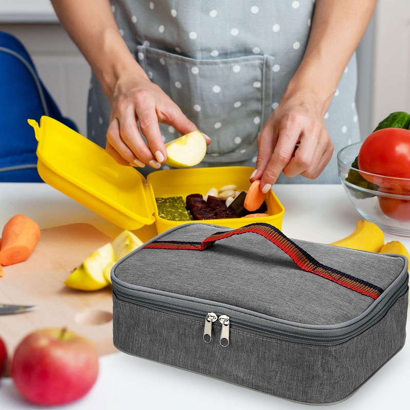PATIKIL 12"x9"x3" Insulated Lunch Bag Portable Food Container Bag Flat