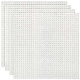 Lekebobor Classic Baseplates Building Base Plates for Building Bricks 100% Compatible with Major Brands-Baseplates 10" x 10", Pack of 4, White