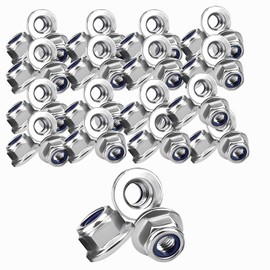 UHMC M6 Nuts,40 Pcs 6mm Locking Nuts Galvanized Iron Locking Nuts Self Locking Nuts Nylon Insert Lock Nuts Galvanized Iron Hex Nuts for Connecting and Fixing Various Components