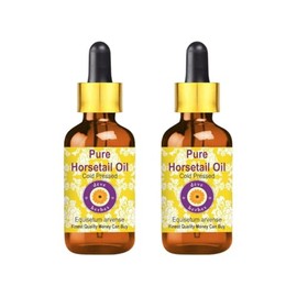 Deve Herbes Horsetail Oil (Equisetum arvense) with Glass Dropper | Cold Pressed | Pure | for Diluting Essential Oils | Hair, Skin & Massage | Non-Sticky | Lightweight | Unisex | 10ml X 2 (0.66 oz)